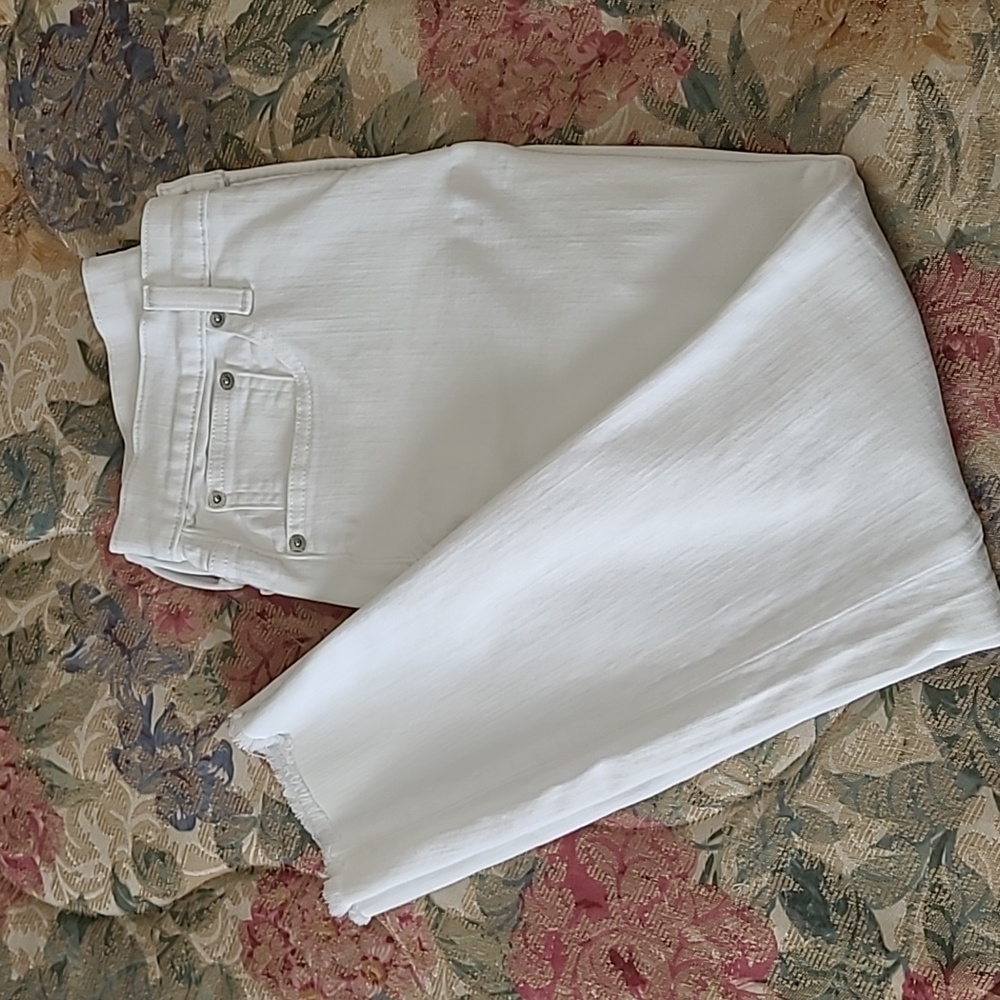 J.Crew White Women's Jeans 29 8" Midrise Skinny Stretch Raw Hem 5 Pocket